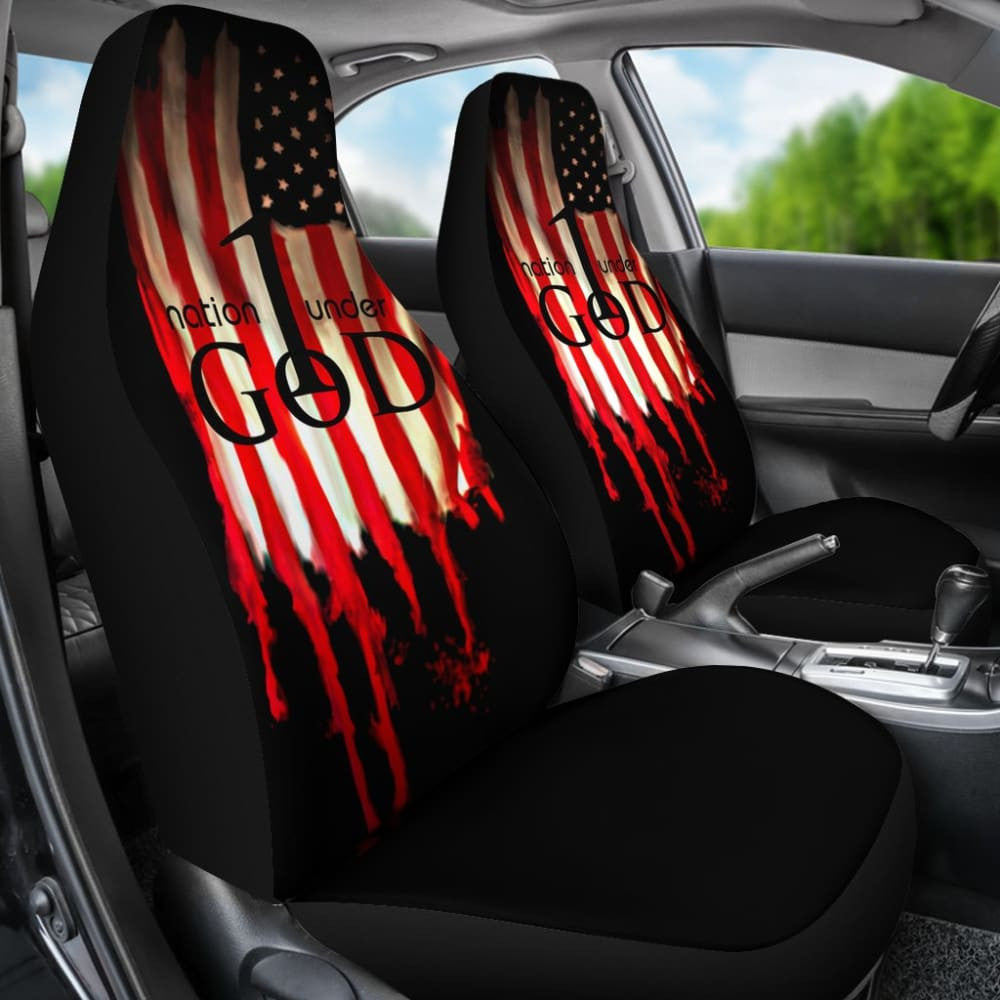 One Nation Under God Proud American Flag Universal Printing Car Seat Covers