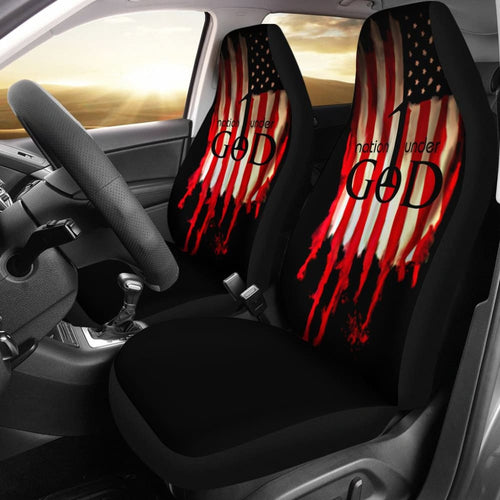 One Nation Under God Proud American Flag Universal Printing Car Seat Covers