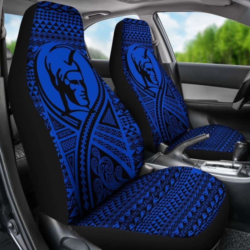 Hawaii Car Seat Covers - Polynesian King Tattoo Blue -