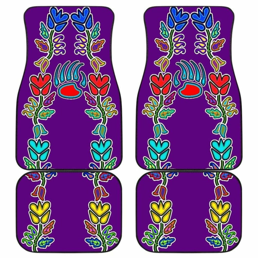 Generations Floral Purple With Bearpaw Front And Back Car Mats (Set Of)