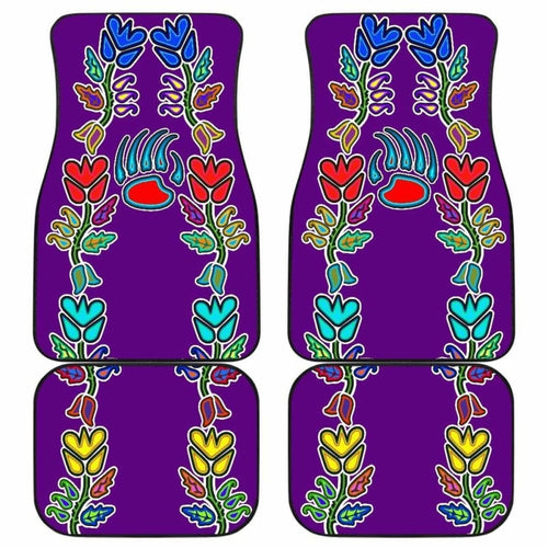 Generations Floral Purple With Bearpaw Front And Back Car Mats (Set Of)