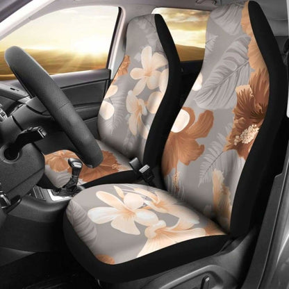 Brown Flowers Car Seat Covers