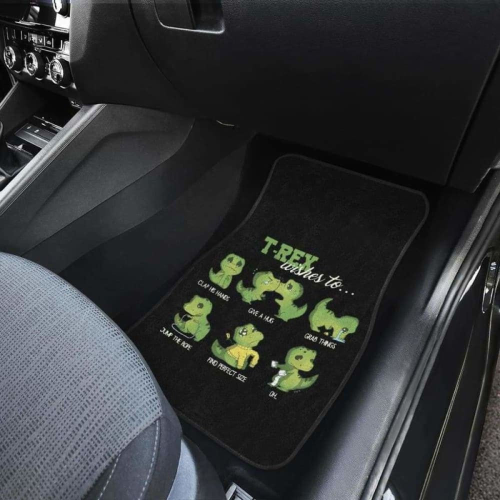 Cute Green T-Rex Dinosaur Carfloor Mats