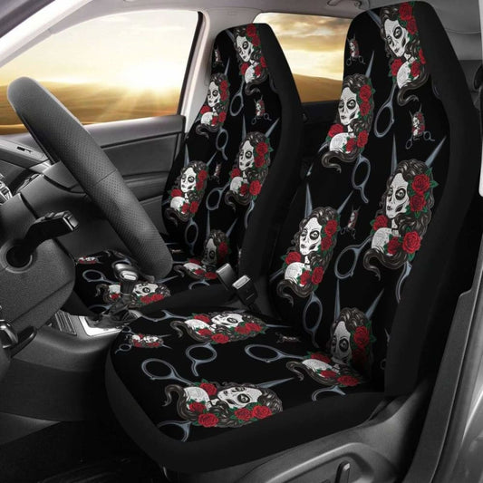 Skull Hairstylist Car Seat Covers