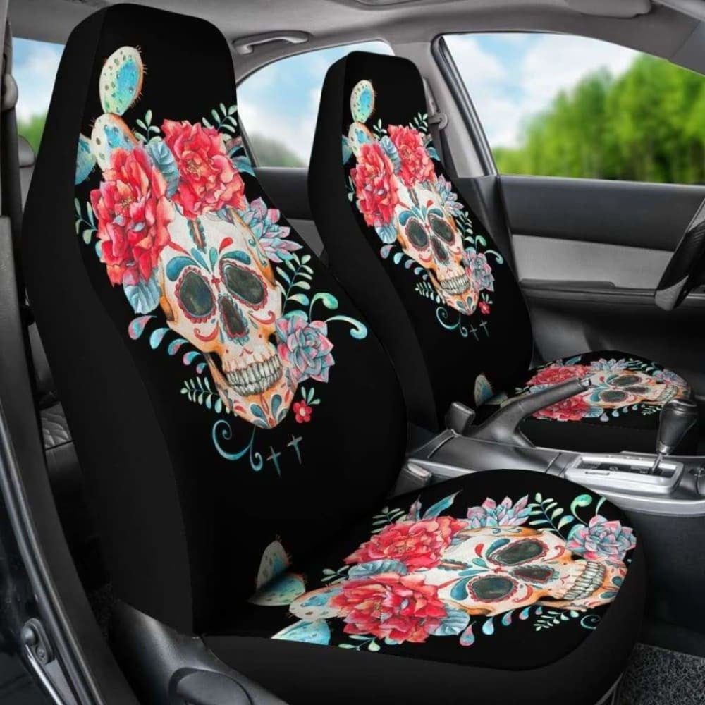 Set Of Pcs Floral Skull Car Seat Covers