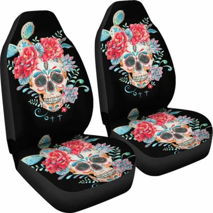 Set Of Pcs Floral Skull Car Seat Covers