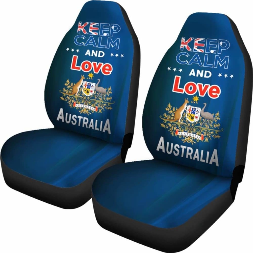 Keep Calm And Love Australia Car Seat Covers Version Blue