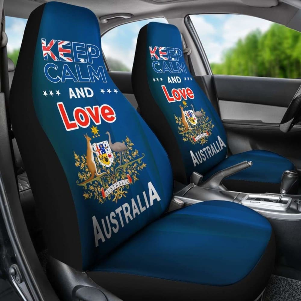 Keep Calm And Love Australia Car Seat Covers Version Blue