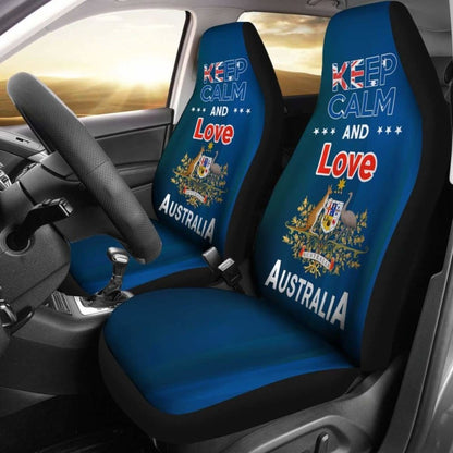Keep Calm And Love Australia Car Seat Covers Version Blue