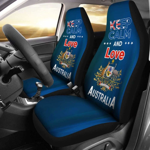 Keep Calm And Love Australia Car Seat Covers Version Blue
