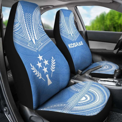 Kosrae Car Seat Cover - Kosrae Flag Polynesian Chief Tattoo Light Blue Version -