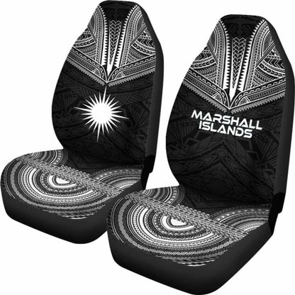 Marshall Islands Car Seat Cover - Marshall Islands Flag Polynesian Chief Tattoo Black Version -