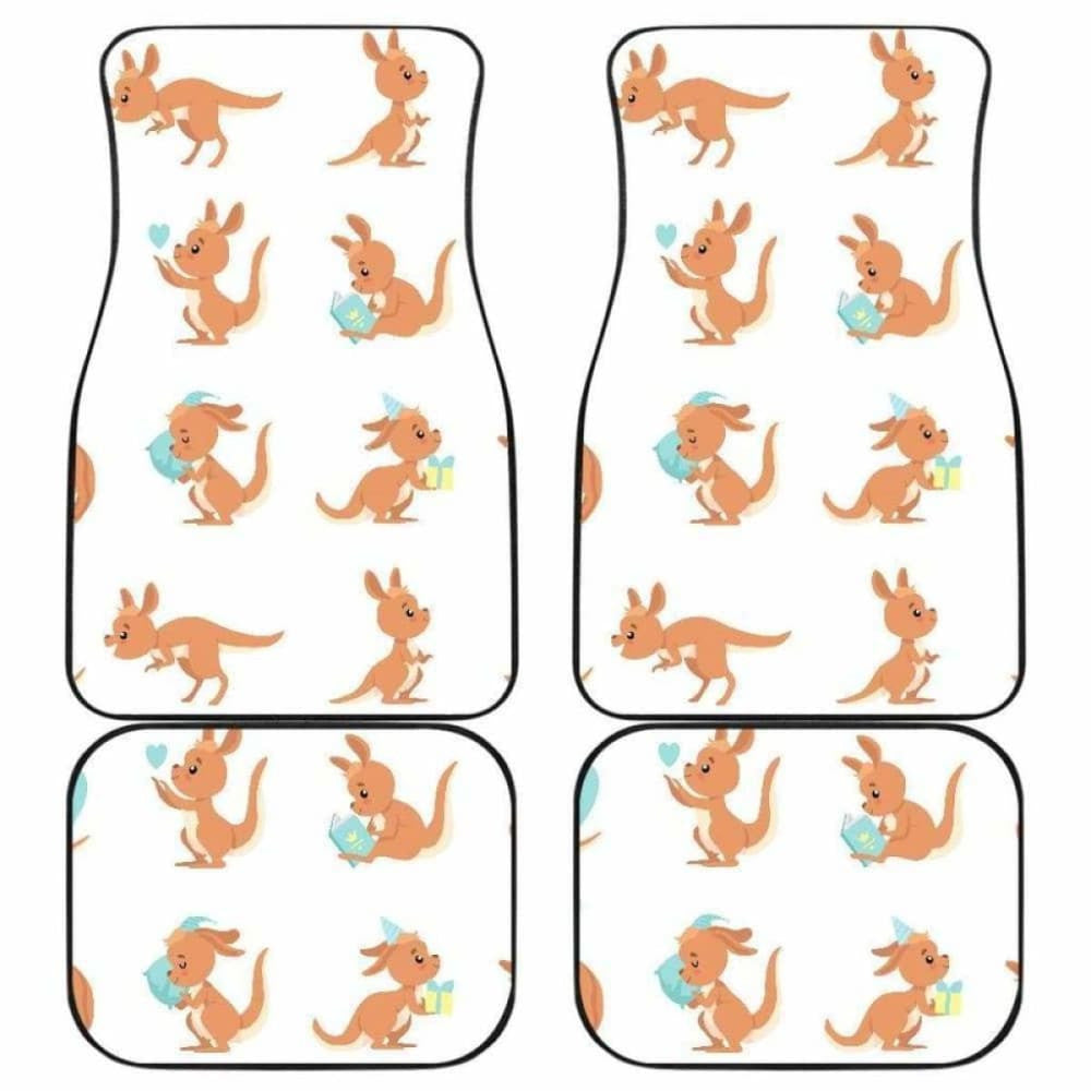 Cute Kangaroo Pattern Front And Back Car Mats