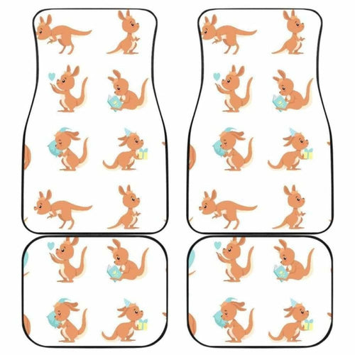 Cute Kangaroo Pattern Front And Back Car Mats