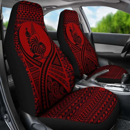 New Caledonia Car Seat Cover - New Caledonia Coat Of Arms Polynesian Tattoo Red -