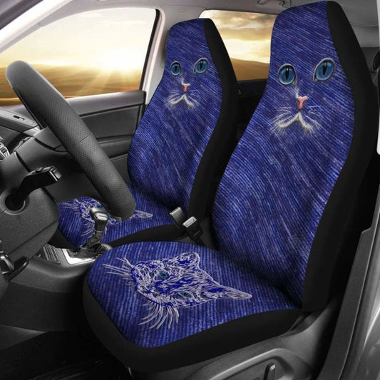 Blue Cat Eyes Car Seat Cover Amazing Gift Cat Lover