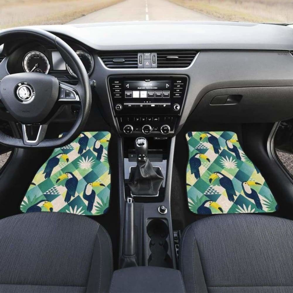 Toucan Tropical Leaves Design Pattern  Front And Back Car Mats