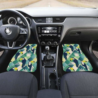 Toucan Tropical Leaves Design Pattern  Front And Back Car Mats