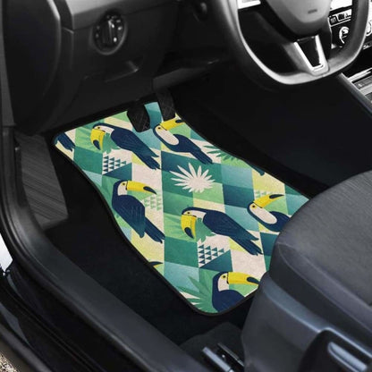 Toucan Tropical Leaves Design Pattern  Front And Back Car Mats