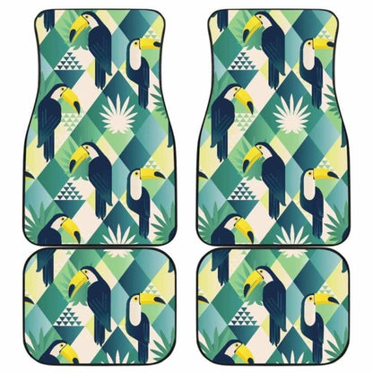 Toucan Tropical Leaves Design Pattern  Front And Back Car Mats