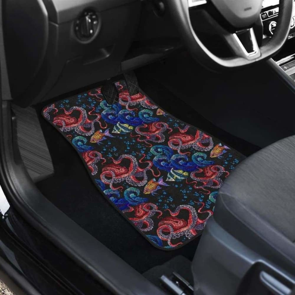 Octopus Sea Wave Tropical Fishe Pattern Front And Back Car Mats