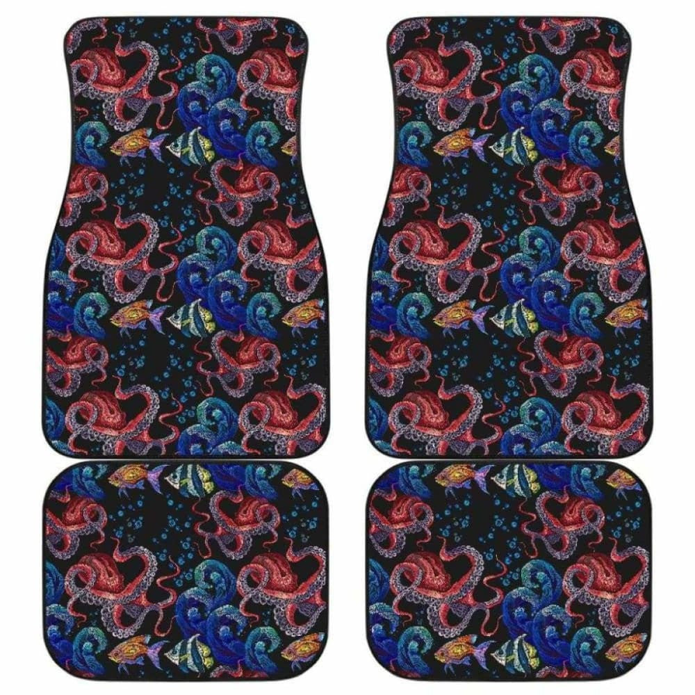 Octopus Sea Wave Tropical Fishe Pattern Front And Back Car Mats