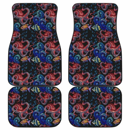 Octopus Sea Wave Tropical Fishe Pattern Front And Back Car Mats
