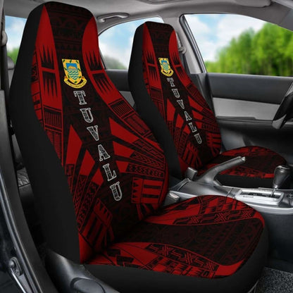 Tulu Car Seat Covers - Tulu Coat Of Arms Polynesian Tattoo Red -