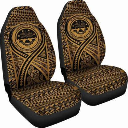Fsm Car Seat Cover - F S M Seal Polynesian Tattoo Gold -