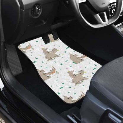 Cute Rhino Pattern Background Front And Back Car Mats