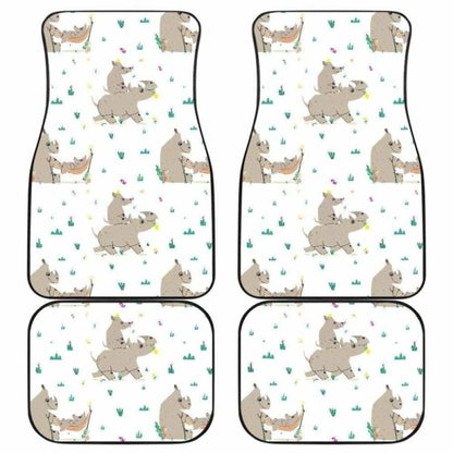 Cute Rhino Pattern Background Front And Back Car Mats
