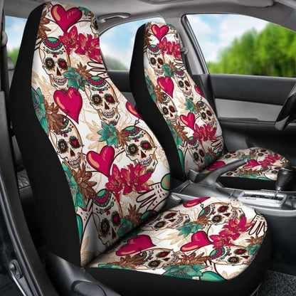 Skulls And Hearts Car Seat Cover
