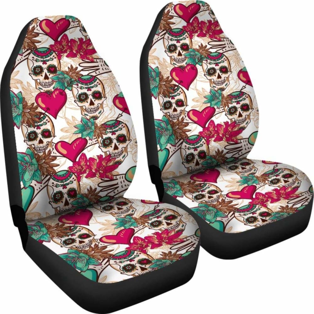 Skulls And Hearts Car Seat Cover