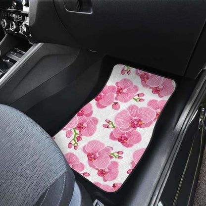 Pink Purple Orchid Pattern Background Front And Back Car Mats