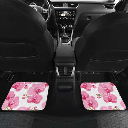 Pink Purple Orchid Pattern Background Front And Back Car Mats