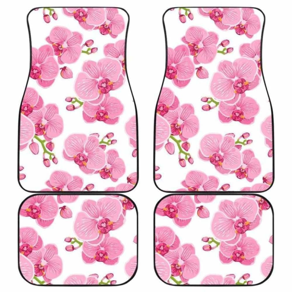 Pink Purple Orchid Pattern Background Front And Back Car Mats