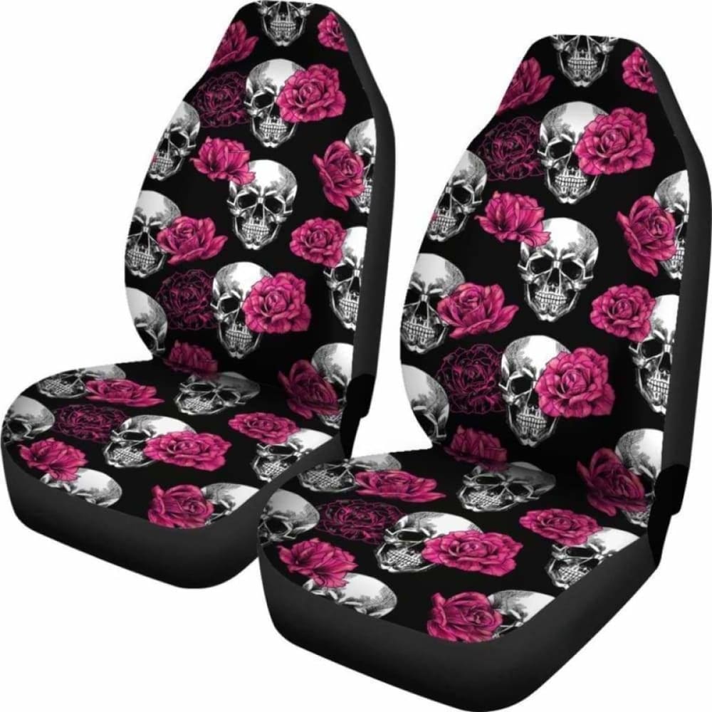Pink Floral Skull Car Seat Covers