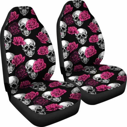 Pink Floral Skull Car Seat Covers