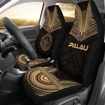 Palau Car Seat Cover - Palau Seal Polynesian Chief Tattoo Gold Version -