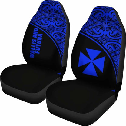 Wallis And Futuna Polynesian Car Seat Covers - Blue Curve -