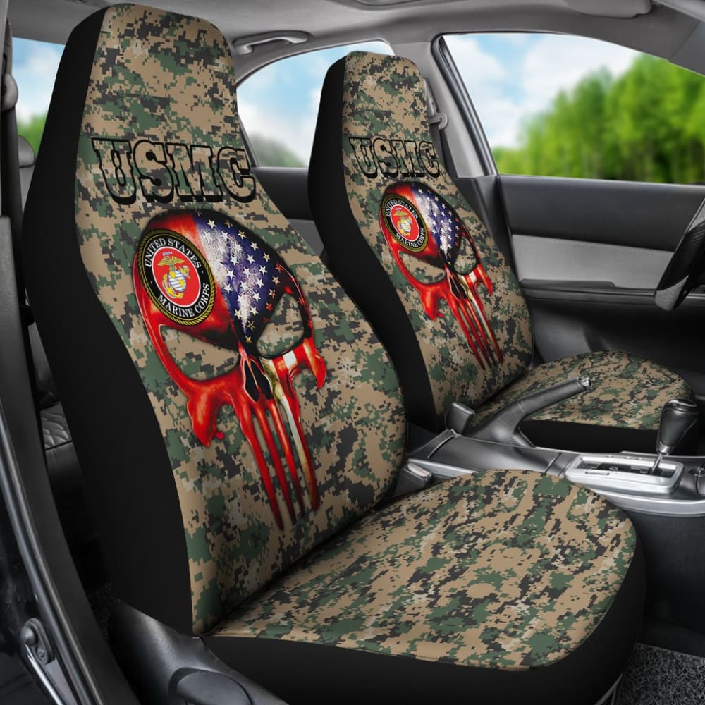 United States Marine Corp Skull Car Seat Covers
