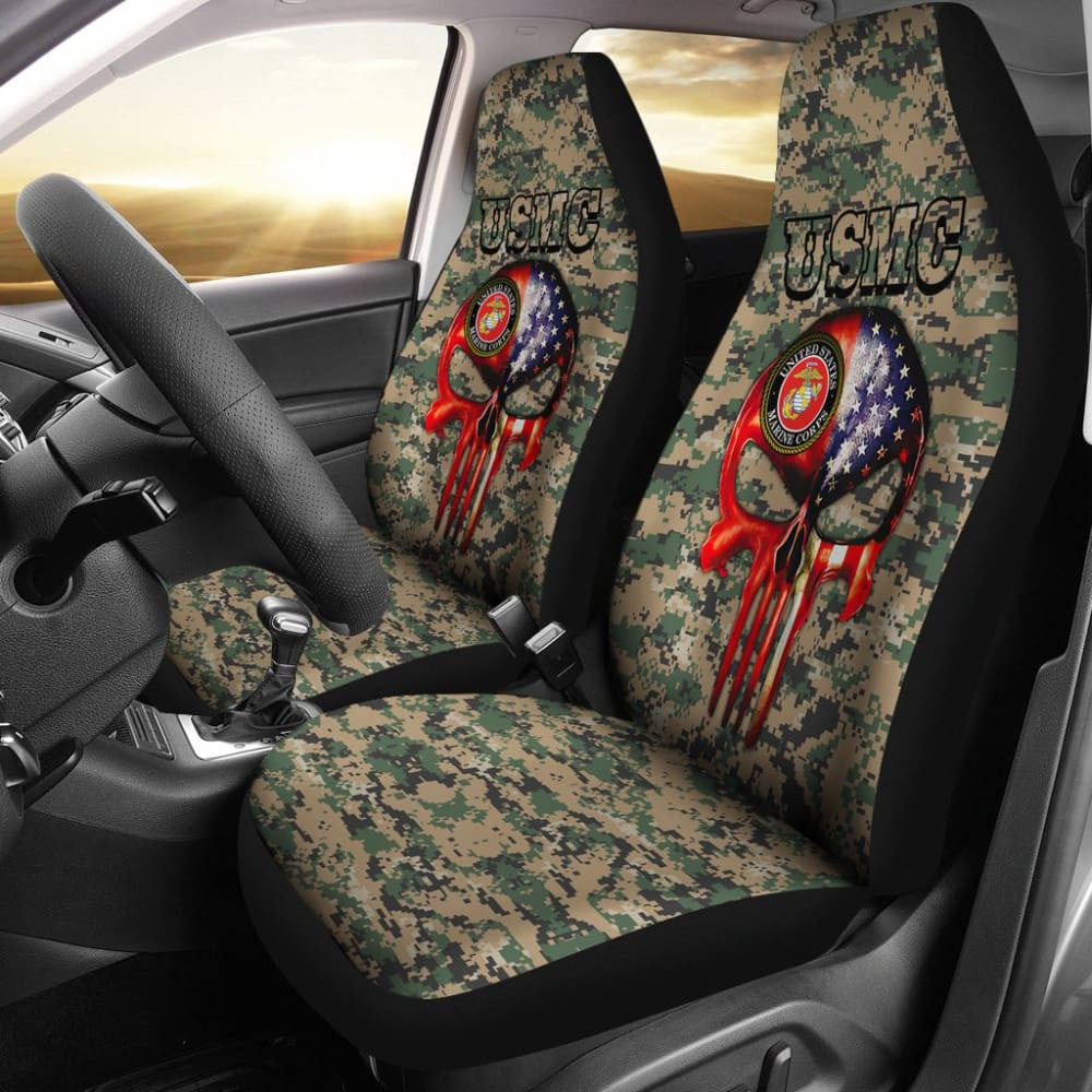 United States Marine Corp Skull Car Seat Covers