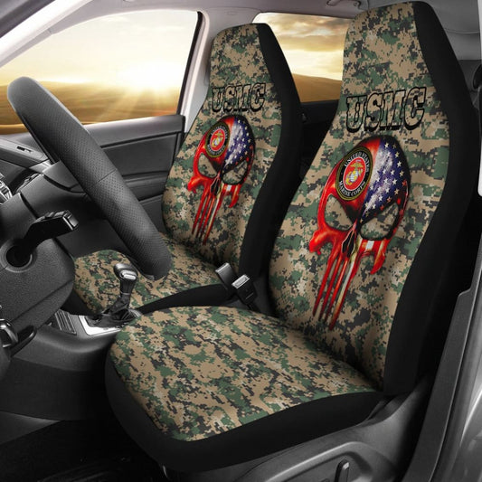 United States Marine Corp Skull Car Seat Covers