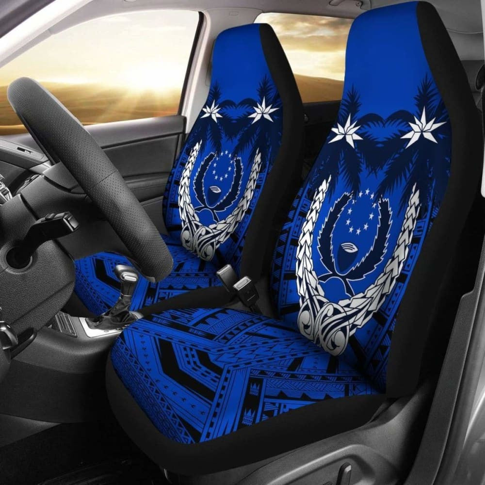 Pohnpei Micronesian Car Seat Covers - Pohnpei Flag Coconut Tree -