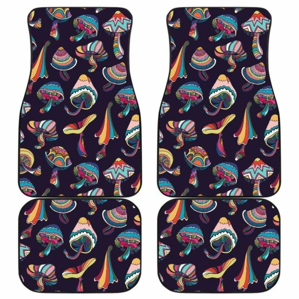 Colorful Mushroom Pattern Front And Back Car Mats