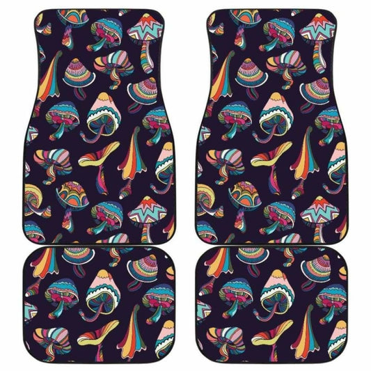 Colorful Mushroom Pattern Front And Back Car Mats
