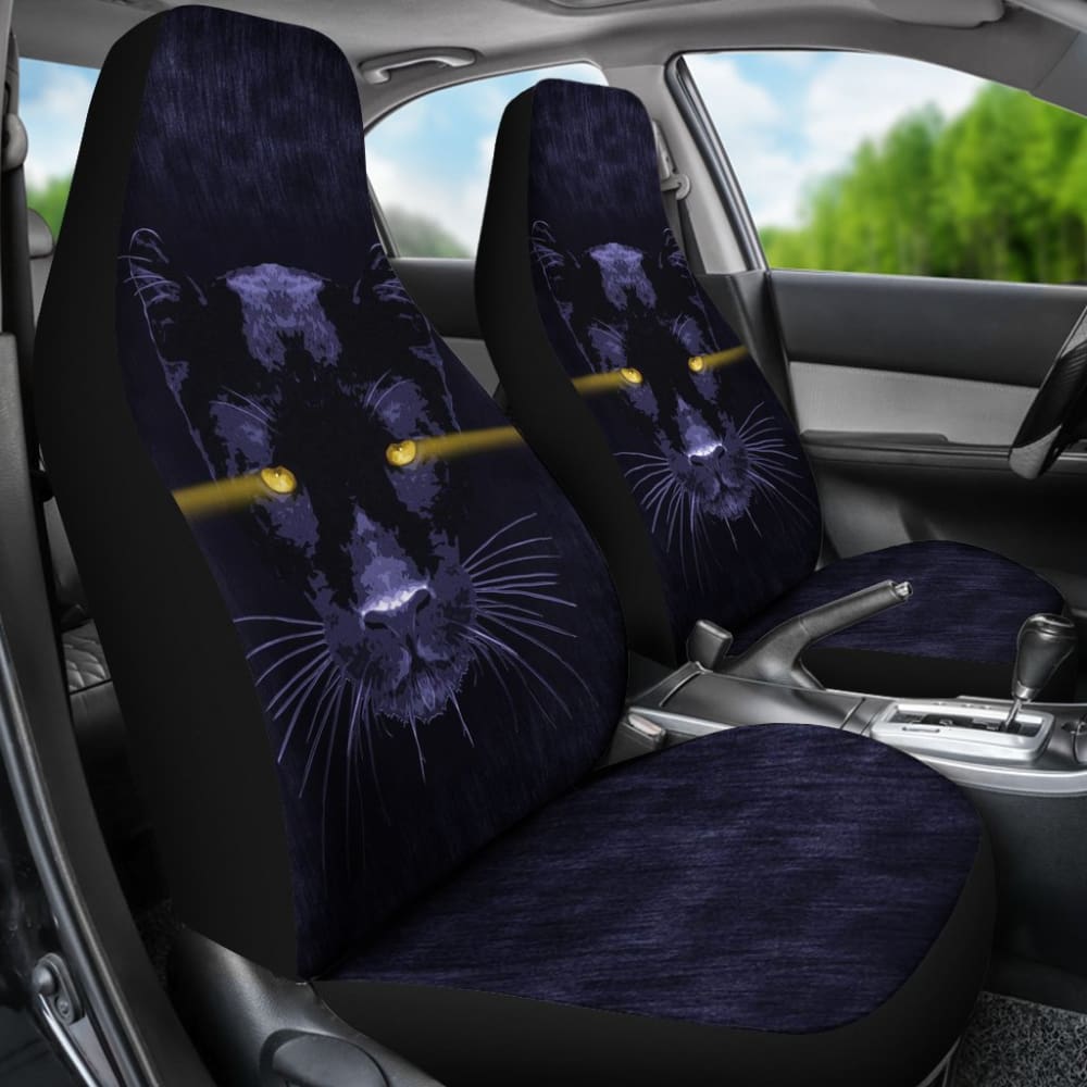 Blue Panther With Yellow Eyes Car Seat Covers