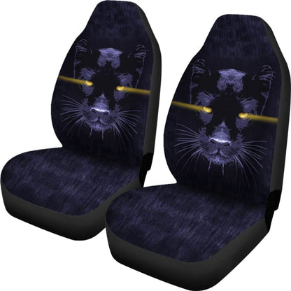 Blue Panther With Yellow Eyes Car Seat Covers
