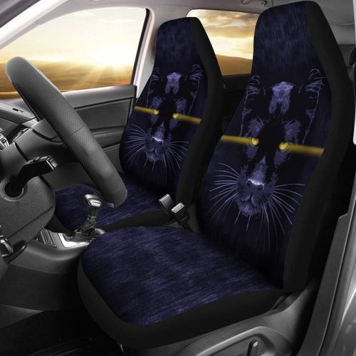 Blue Panther With Yellow Eyes Car Seat Covers