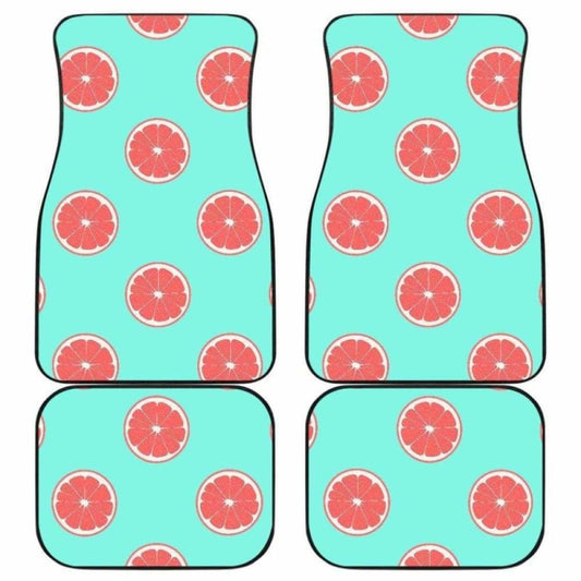 Grapefruit Green Background Front And Back Car Mats